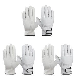 PAKNADA Goatskin Velcro Gloves 3Pairs Durable Safety for Outdoor, Industrial